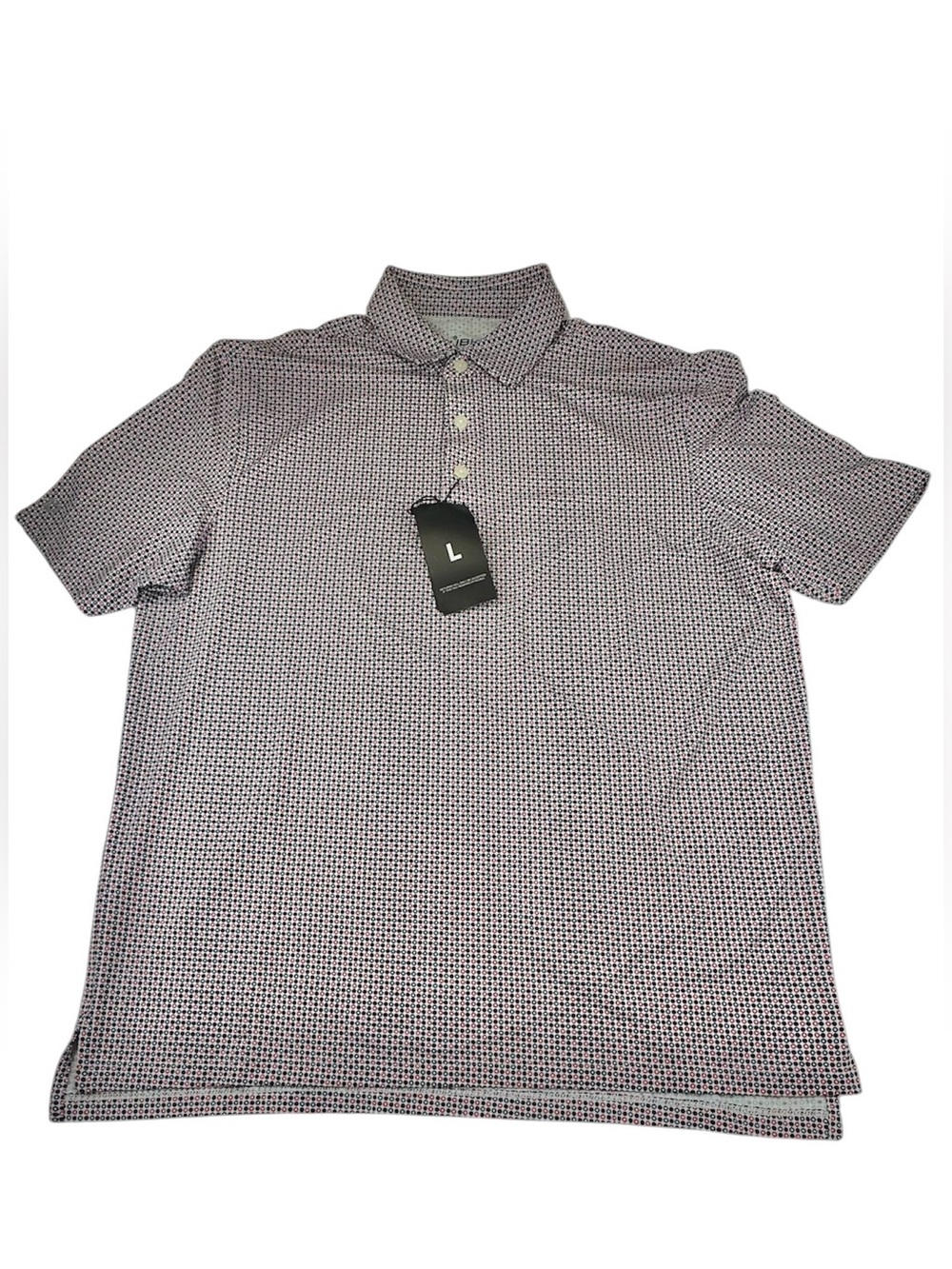 NEW IBKUL Polo Men's Large Red/Blue Short Sleeve Golf Stretch UFP 50+ Outdoor